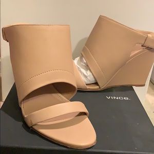 Vince nude wedge mules